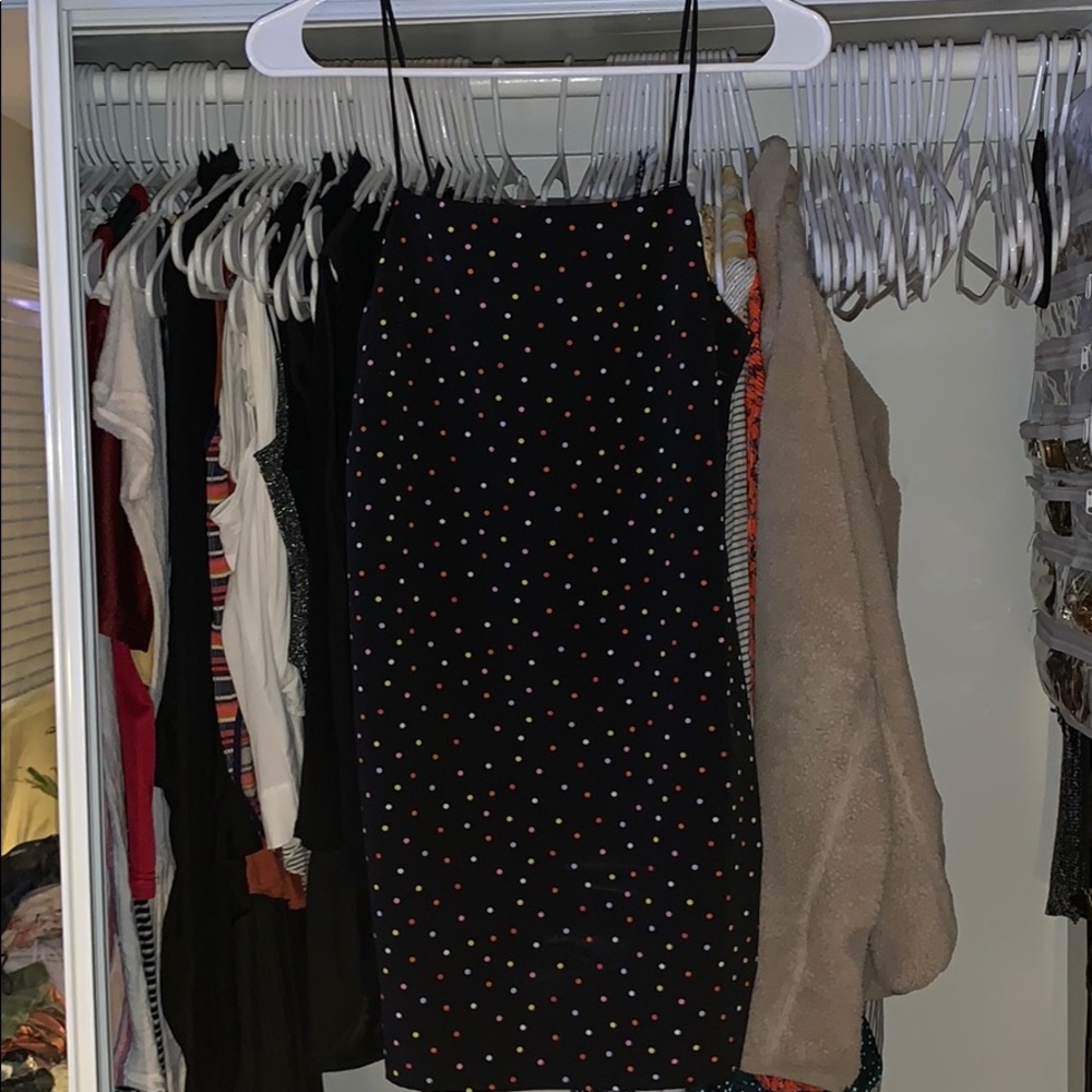 Black polka dot mini black dress